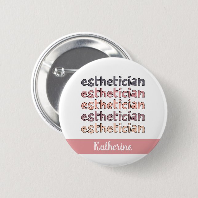 Badge Rond 5 Cm Cosmetologue Esthéticien Personnalisé Beautician (Devant & derrière)
