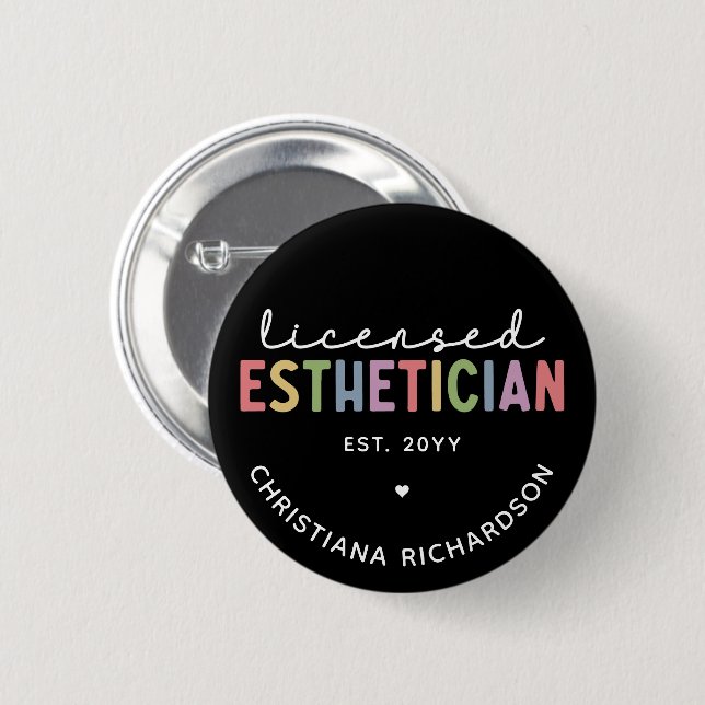 Badge Rond 5 Cm Cosmetologue Esthétique Autorisé Sur Mesure (Devant & derrière)