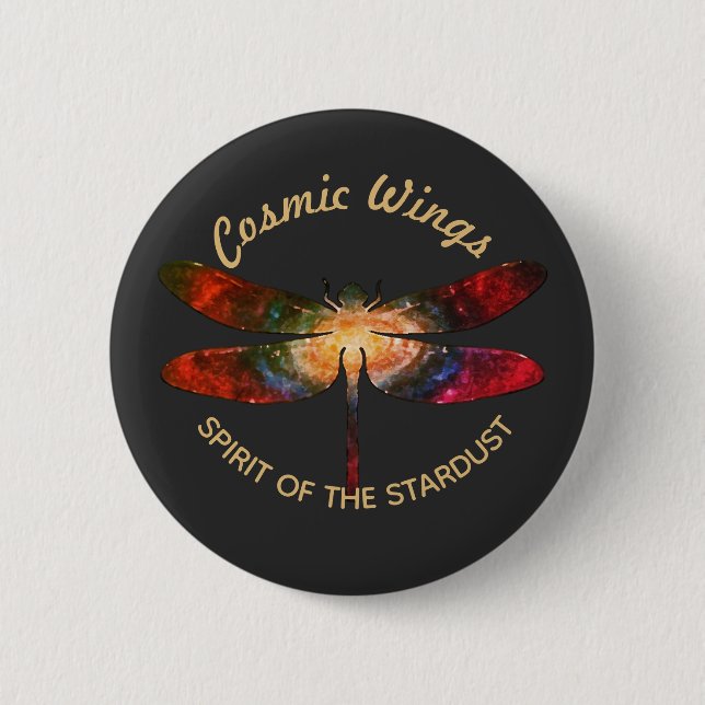 Badge Rond 5 Cm Cosmic Dragonfly • Galaxy Wings & Nebula Trails (Devant)