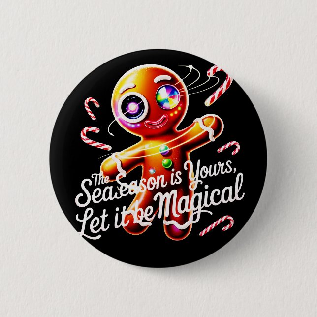 Badge Rond 5 Cm Cosmic Gingerbread Pin Buttons Set Magical Holiday (Devant)