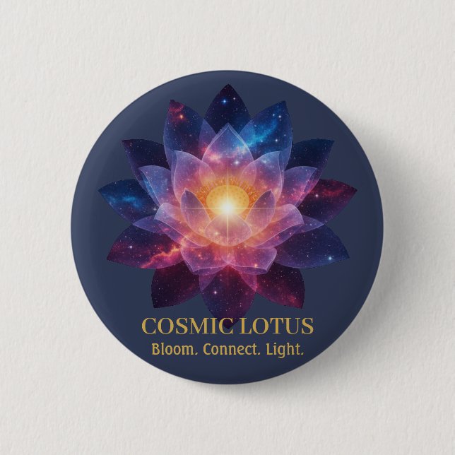Badge Rond 5 Cm Cosmic Lotus Flower | Galaxy Bloom Energy (Devant)