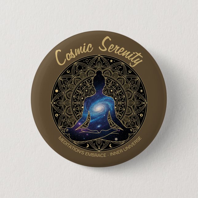 Badge Rond 5 Cm Cosmic Serenity Meditation – Galaxy Mandala  (Devant)