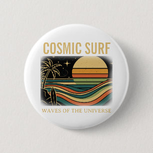 Badge Rond 5 Cm Cosmic Surf Rétro Wave • Surf Vintage Coucher de S