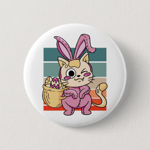 Badge Rond 5 Cm Cosplayer Chat Pâques Costume d'oeuf lapin Panier