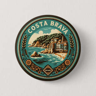 Badge Rond 5 Cm Costa Brava Espagne Insigne d'Art Voyage