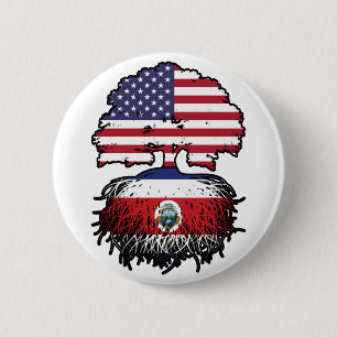 Badge Rond 5 Cm Costa Rica Costa Rican American USA Tree Roots