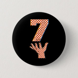 Badge Rond 5 Cm Costume à carreaux Halloween Number 7 correspondan