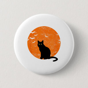 Badge Rond 5 Cm Costume Chat Noir Halloween vintage Chat Lune Rétr