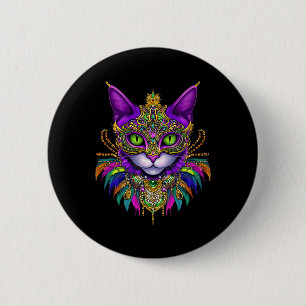 Badge Rond 5 Cm Costume de carnaval Mardi Gras Chat Meowdi Gras Ho