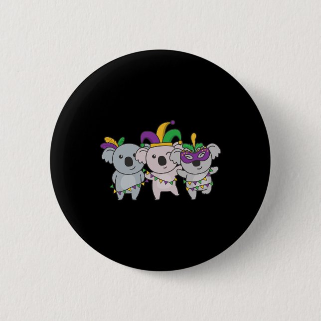 Badge Rond 5 Cm Costume de carnaval Mardi Gras Koala (Devant)