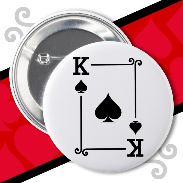 Badge Rond 5 Cm Costume de carte King Spades Jouer Cartes King Spa (Créateur téléchargé)