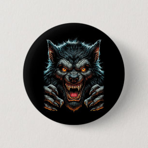 Badge Rond 5 Cm Costume de fête d'Halloween effrayant Wolfm Werewo