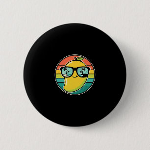 Badge Rond 5 Cm Costume de fruit de mangue rétro cool Lunettes tro