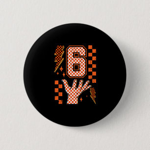 Badge Rond 5 Cm Costume de Halloween à carreaux Number 6 Matching