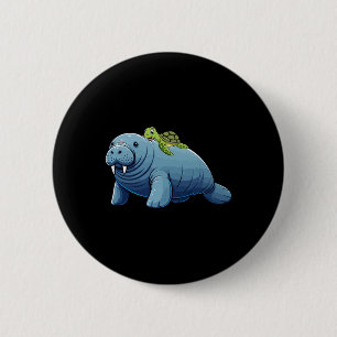Badge Rond 5 Cm Costume de lamantin à cheval sur une tortue Enfant