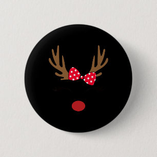 Badge Rond 5 Cm Costume de Noël pour femmes visage de renne gilet
