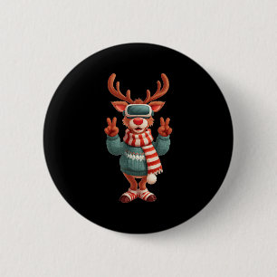Badge Rond 5 Cm Costume de renne de réalité virtuelle cool pour ad