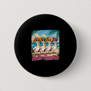 Badge Rond 5 Cm Costume de vacances d'été Groupe de Pélicans Célib