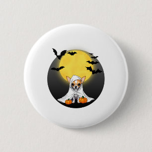Badge Rond 5 Cm Costume d'Halloween Chihuahua Puppy Ghost - Small 