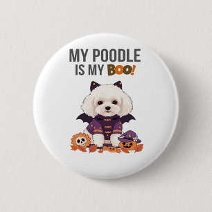 Badge Rond 5 Cm Costume d'Halloween de caniche Mon caniche est mon