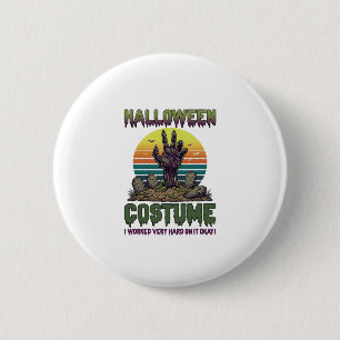 Badge Rond 5 Cm Costume d'Halloween Main de Zombie Cimetière Pierr