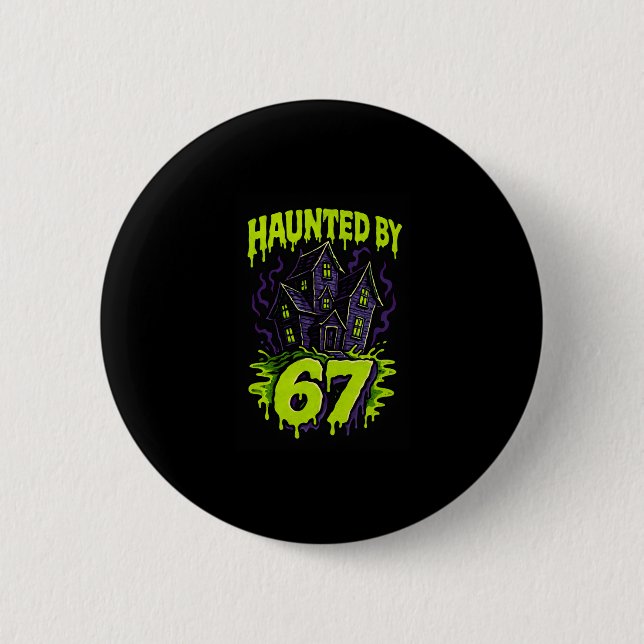 Badge Rond 5 Cm Costume d'Halloween pour parents de 67 Meme Brain  (Devant)