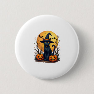 Badge Rond 5 Cm Costume d'Halloween rétrograde Chat noir Salem Apo