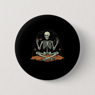 Badge Rond 5 Cm Costume d'Halloween squelette méditant Yoga Zen Me