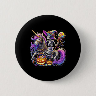 Badge Rond 5 Cm Costume d'Halloween Squelette Unicorne
