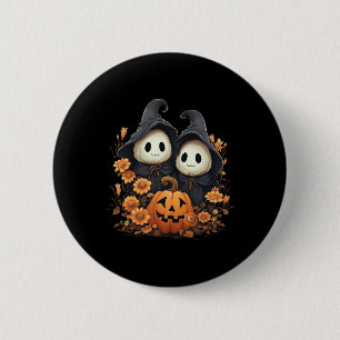 Badge Rond 5 Cm Costume d'Halloween Vintage Fantôme Citrouille Fun