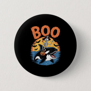Badge Rond 5 Cm Costume d'orque effrayant pour Halloween Boo Orca