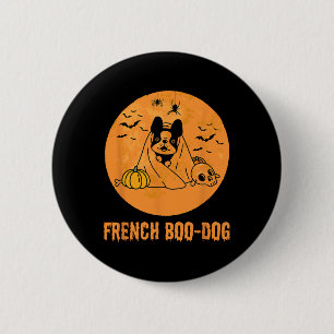 Badge Rond 5 Cm Costume drôle d'Halloween French Bulldog Ghost Lov