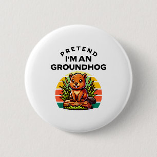 Badge Rond 5 Cm Costume drôle et paresseux de marmotte _11