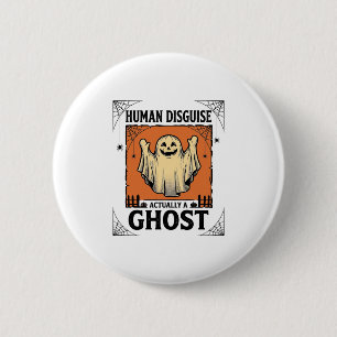 Badge Rond 5 Cm Costume Humain Fantôme Humour Halloween Vintage_1