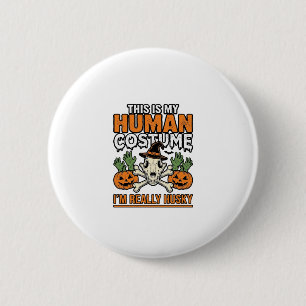 Badge Rond 5 Cm Costume Humain Husky Drôle T-Shirt Halloween Chien