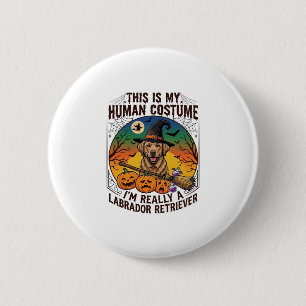 Badge Rond 5 Cm Costume Humain Labrador Retriever Sorcière d'Hallo