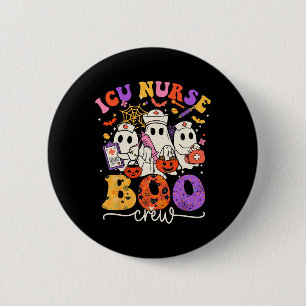 Badge Rond 5 Cm Costume Icu Boo Crew Funny Nurse Ghost Halloween