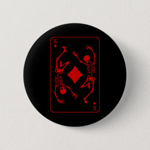 Badge Rond 5 Cm Costume King Of Diamonds Squelette Halloween Jouer