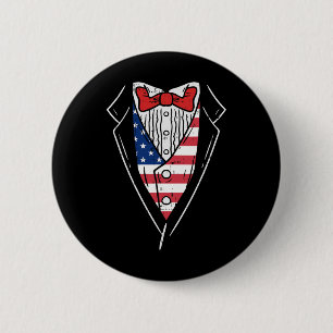 Badge Rond 5 Cm Costume Smoking Américain Drôle 4 Juillet Patriote
