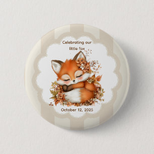 Badge Rond 5 Cm Cosy Renard d'automne Baby shower Cosy Woodland Pa