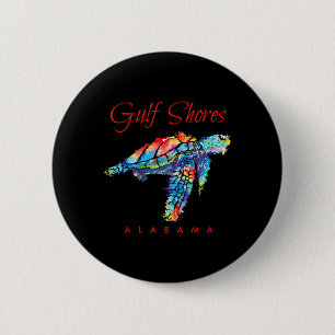 Badge Rond 5 Cm Côte du Golfe Alabama Aquarelle Tortue de mer