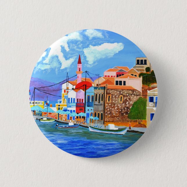 Badge Rond 5 Cm Côte grecque  (Devant)