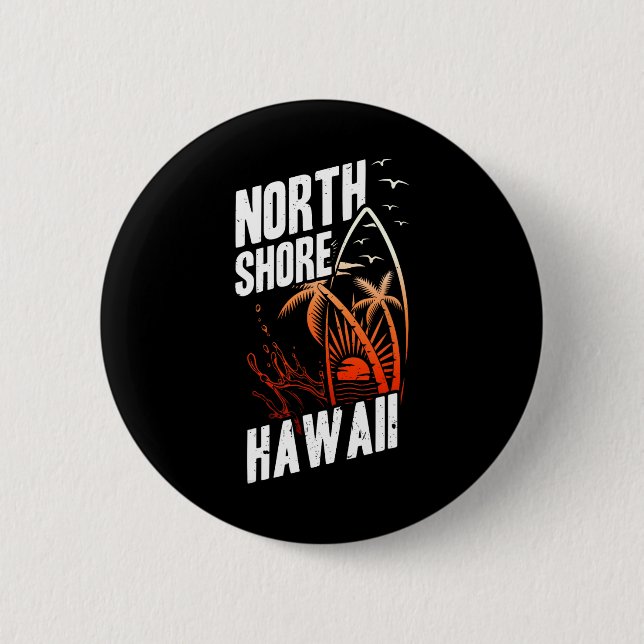 Badge Rond 5 Cm Côte Nord d'Hawaï Surf  (Devant)