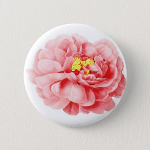 Badge Rond 5 Cm Cottage minable de fleur rose rose de chou