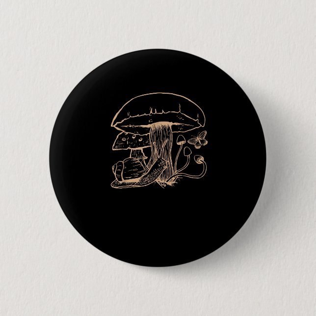 Badge Rond 5 Cm Cottagecore Aesthetic Goblincore Mushroom Snail (Devant)
