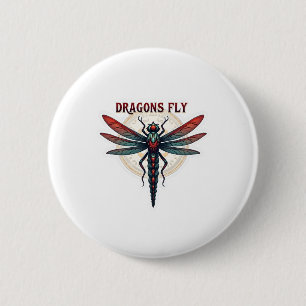 Badge Rond 5 Cm Cottagecore Aesthétique Dragonfly Mushroom Witchen