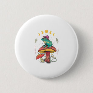 Badge Rond 5 Cm Cottagecore esthétique Goblincore Grenouille Magic