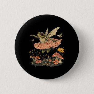 Badge Rond 5 Cm Cottagecore esthétique Vintage grenouille fée dans