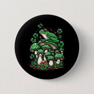 Badge Rond 5 Cm Cottagecore Grenouille esthétique Sous Champignons