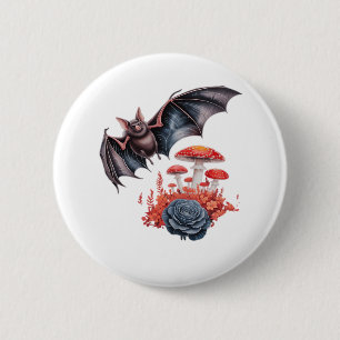 Badge Rond 5 Cm Cottagecore Papillons Chauves-souris Champignon Go
